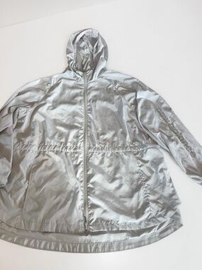 New Balance Lightweight Jacket Women Plus Size Hooded Silver Activewear